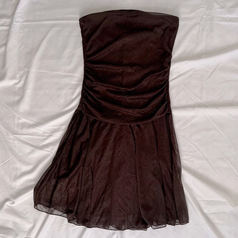 Vintage Wet Seal Strapless Brown Sparkle Dress